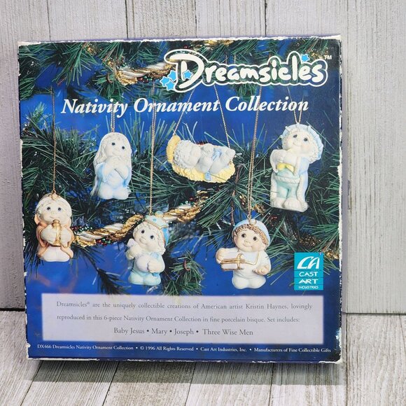 Vtg Dreamsicles Nativity Ornaments Collection Porcelain Christmas Cast with Box - Picture 3 of 5
